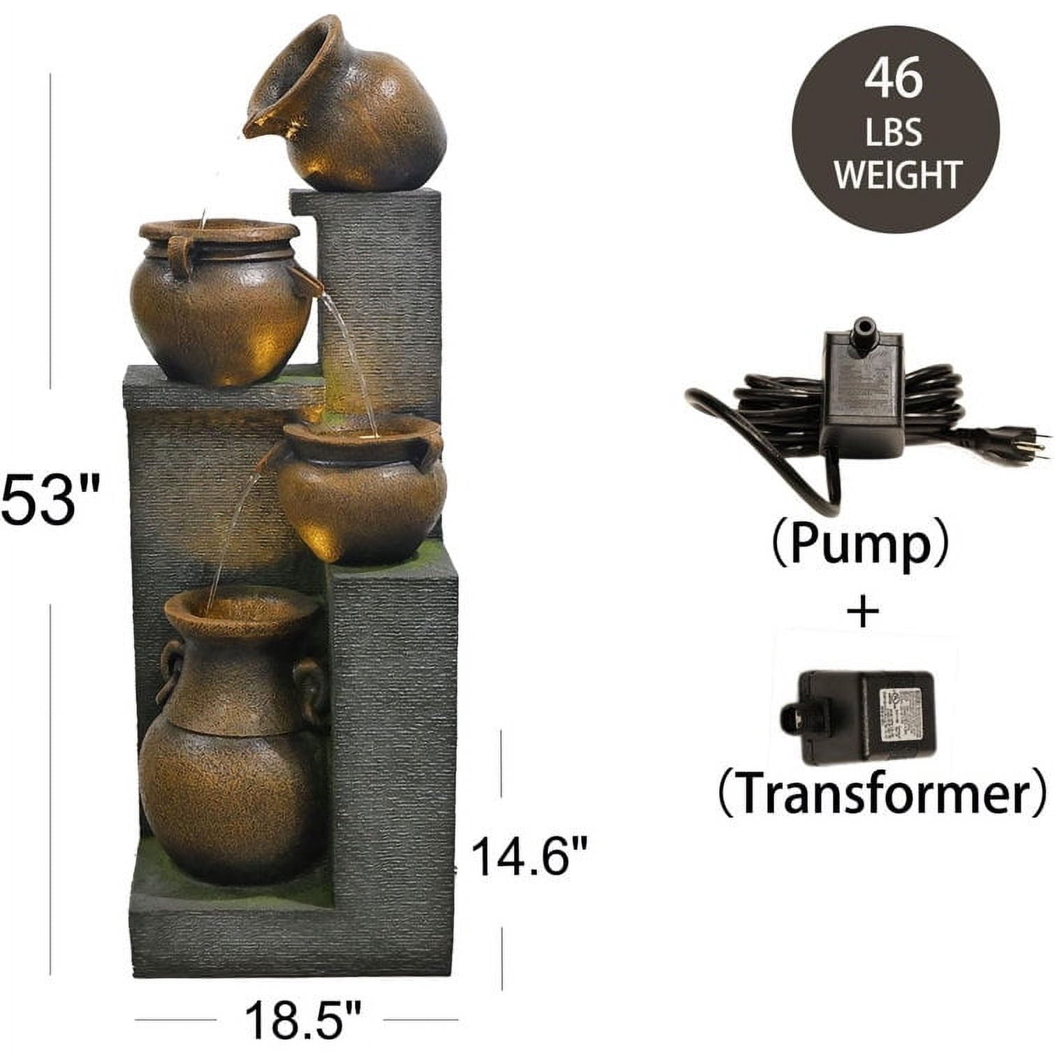 Fountain 4 Tiered Floor Standing Outdoor Water Fountains and Waterfalls for Garden
