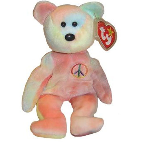 Rare TY Beanie Baby Peace Bear Original Collectible w/ Tag Errors PE Pellets 102 