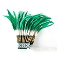 thumbnail image 2 of Tocado de plumas de jefe para espectáculos de danza, presentaciones en escenario y disfraces. Verde, 2 of 9