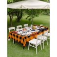 thumbnail image 3 of Outdoor Tablecloth with Umbrella Hole and Zipper, Halloween Rectangle Table Cloth 54x80 Inch Waterproof Tablecloth, Horror Pumpkin Crow Skull Orange Black Checkered Picnic Table Cover for Patio, 3 of 7