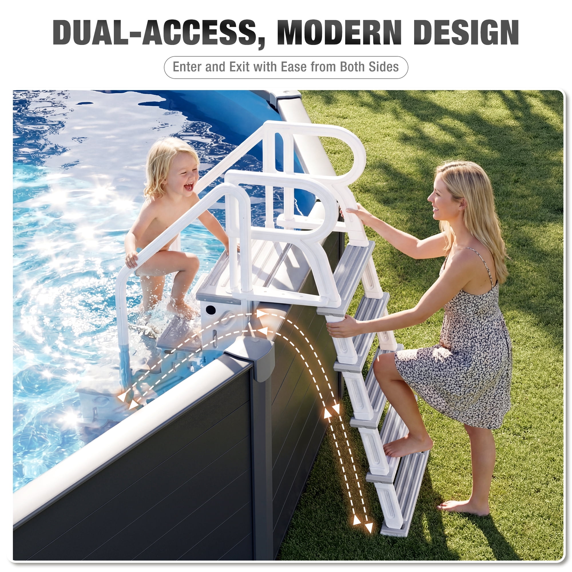Betisef Pool Ladder above Ground, Heavy Duty 4-Step Pool Ladder with Dual Handrails and Non-Slip Steps, 500 LBS Load Capacity, for 46-58 Inch
