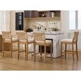 thumbnail image 3 of Boho Bar Stools Set of 2, Natural Wood Counter Height Stools, Beige Upholstered Farmhouse Barstools with Woven Backrest, Kitchen Island Chairs, Sillas para Barra de Cocina, 3 of 7