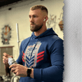 thumbnail image 4 of 5% Nutrition Rich Piana Men's Hoodie, Patriotic USA Navy Blue Pullover Casual Gym Workout Sweatshirt, 4 of 4