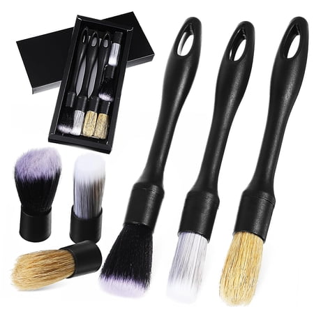 1 Set Car Detailing Brushes Set Reusable Car Interior Cleaning Brushes with Replacement Brush Heads