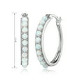 thumbnail image 2 of Forever Facets Women's Platinum over Sterling Silver Created Opal 3x2mm Hoop Earrings, 2 of 3