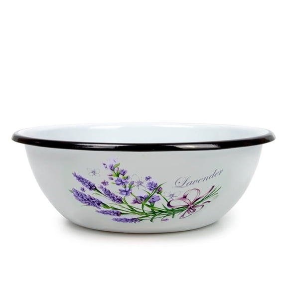 Novomoskovsjka Posuda Tableware Serving and Storing Food Container Lavender Bouquet Enamelware Serving Bowl 1.6 qt (1.5 L)