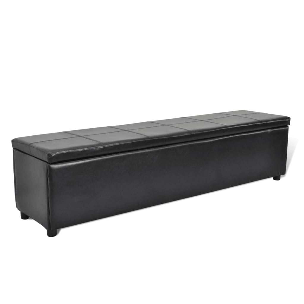 Kepooman Modern Folding Faux Leather Storage Ottoman Bench for Home Office, Black Kepooman Modern Folding Faux Leather Storage Ottoman Bench for Home Office, Black