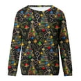 thumbnail image 5 of Fartey Womens Ugly Christmas Sweatshirt Cute Xmas 3D Print Tops Slim Fit Long Sleeve Round Neck Pullover 2025 Christmas Holiday Blouses Black 2XL, 5 of 5