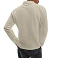 thumbnail image 4 of WTOBBY Men's Retro Style Small V-Neck Long Sleeve Top with Solid Color, Retro Casual Shirt for Comfortable and Timeless Everyday Look,Khaki S, 4 of 6