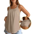 thumbnail image 6 of SGMVNU Sleeveless Tank Tops for Women Built in Bra Square Neck Pleated Flowy Loose Fit Summer Blouse Camisole Tanks, Beige, Size 3XL, 6 of 6