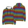 thumbnail image 6 of Bingfone Rainbow Chequerboard Men's Drawstring Hoodie Long Sleeve Pocket Sweatshirts-Large, 6 of 6