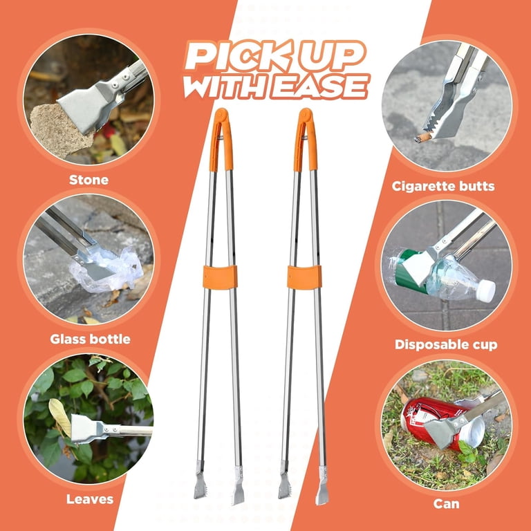 ABPETE Pick Up Sticks,2 Pack Aluminum Rustproof Trash Grabber Garbage  Picker Garden Leaf Cleaning Trash Tong Reaching Assist Tool for Elderly  (Green,34 in)