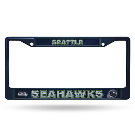 Blue License Plate - Seattle Seahawks NFL Licensed Blue Painted Chrome Metal License Plate Frame