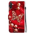 thumbnail image 3 of Leather For Samsung Galaxy A57 5G Wallet Case Crystal Material Painted Animal&Flowers&Hearts Pattern, Wallet For Women Men Card Holder Magnetic Clasp Kickstand Folio Case With Hand Strap,Color-29, 3 of 8