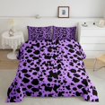thumbnail image 2 of Manfei Retro Cow Print Queen Comforter Set 3 Pieces,Abstract Animal Spot Comforter Sets Queen,Purple Black,1 Comforter and 2 Pillowcases,Reversible, 2 of 6
