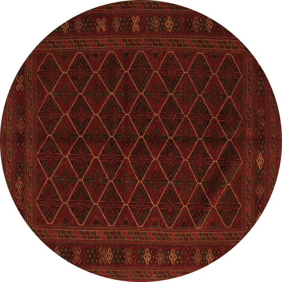 Ahgly Company Indoor Round Southwestern Orange Country Area Rugs, 4' Round