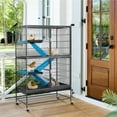 thumbnail image 3 of Yaheetech 2-Story Small Animal Cage Rolling Metal Cage with 2 Removable Ramps & Platforms, Black, 3 of 15