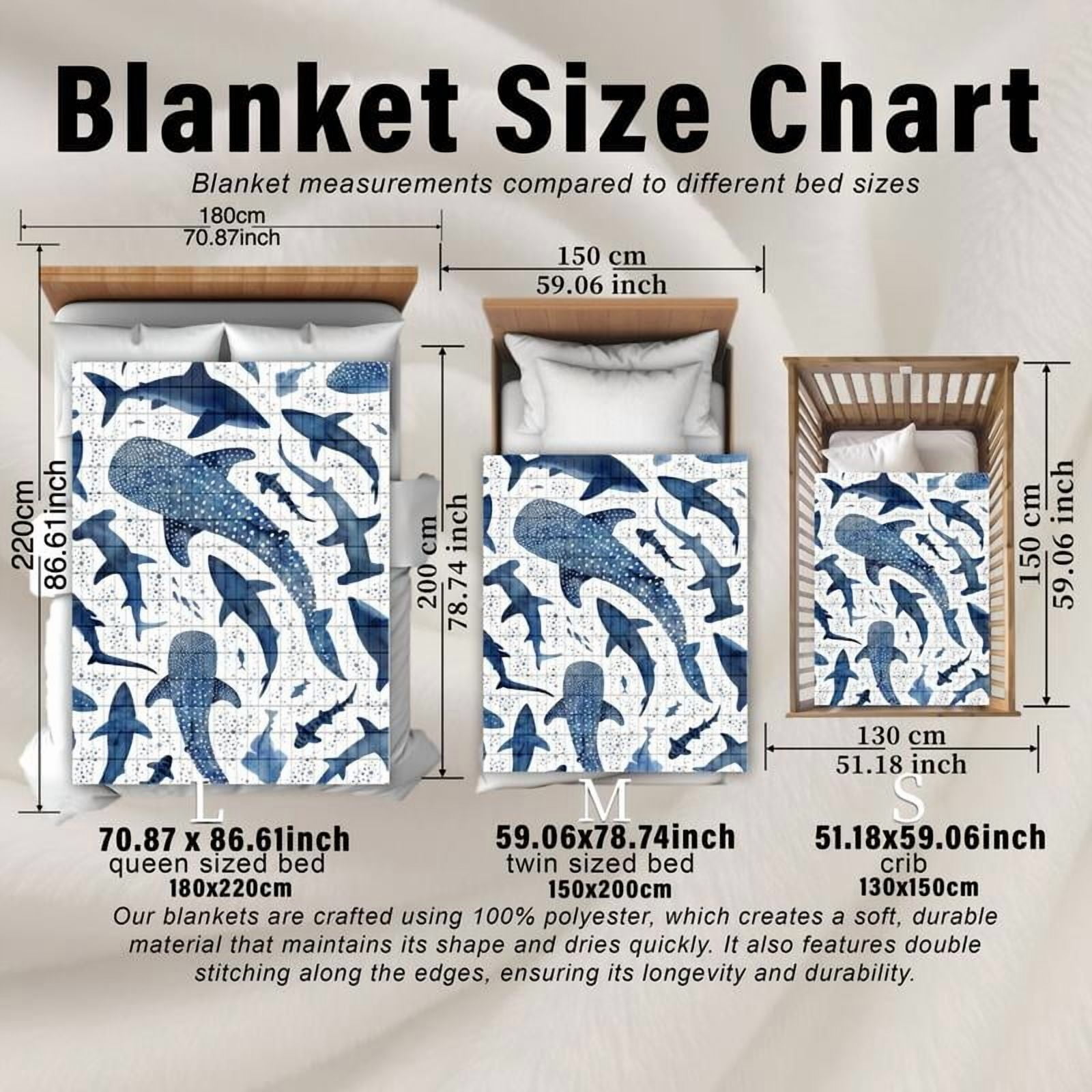 Shark Pattern Blanket, Soft Warm Throw Blanket, Air-conditioned Room Blanket, Warm Nap Blanket for Home Office Travel, Lightweight Blanket