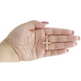 thumbnail image 5 of 10K Yellow Gold Diamond Prong Set Cross 1 Row Solitaire Pendant 1" Charm 0.65 CT, 5 of 5