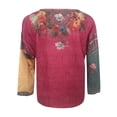 thumbnail image 6 of MEICHEN Women's Casual Retro V Neck Top Flower Embroidered Long Sleeve Top Summer T Shirts for Women, 6 of 6