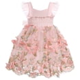 thumbnail image 3 of IBTOM CASTLE Toddler Baby Girls Butterfly Dress Princess Embroidered Flutter Sleeve Pageant Wedding Birthday Party Tulle Tutu Dress 18-24 Months Pink & Gold, 3 of 8