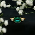 thumbnail image 3 of Rosec Jewels Lab Grown Emerald Ring with Diamond in East West Style (6X8 mm), 14K Yellow Gold, US 6.50, 3 of 8