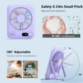 thumbnail image 5 of Small Desk Fan Personal Fans: 2000mah 10 Hours Battery Office Quiet Mini Desktop Fan Portable Rechargeable Travel Essentials, 5 of 7