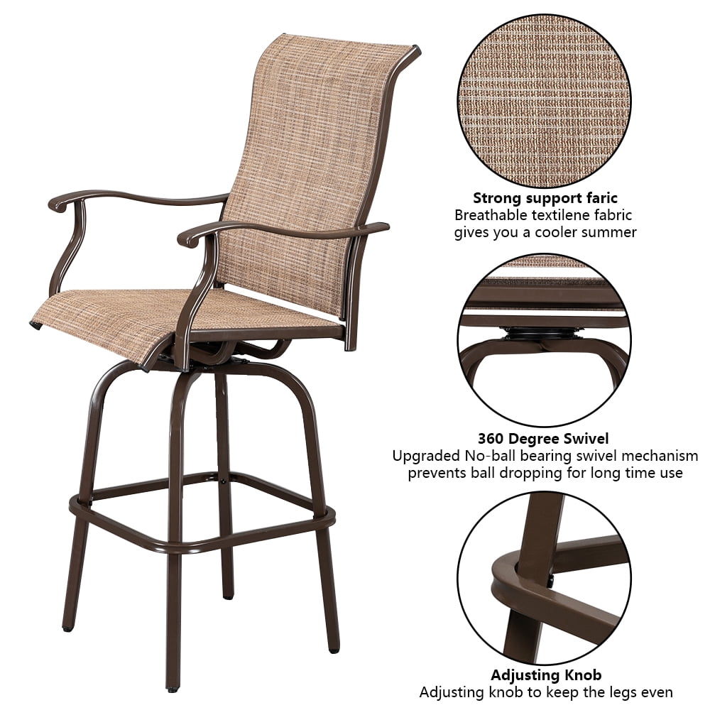 Lowestbest 2PCS Swivel Chair, High-end Bar Chair, Wrought Iron Swivel Bar Chair Patio Swivel Bar Stools, Brown Lowestbest 2PCS Swivel Chair, High-end Bar Chair, Wrought Iron Swivel Bar Chair Patio Swivel Bar Stools, Brown