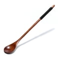 thumbnail image 1 of Cuchara de madera con mango largo para sopa café té vajilla de cocina (pintura antigua negra) Sywqhk Libre de BPA, 1 of 8