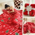 thumbnail image 2 of LanSuare Flannel Christmas Throw Blanket, 27x39Inch Fluffy Cozy Soft Lightweight Xmas Tree Print Red Blanket , for Couch, Sofa, Gift Idea for Family, 2 of 6