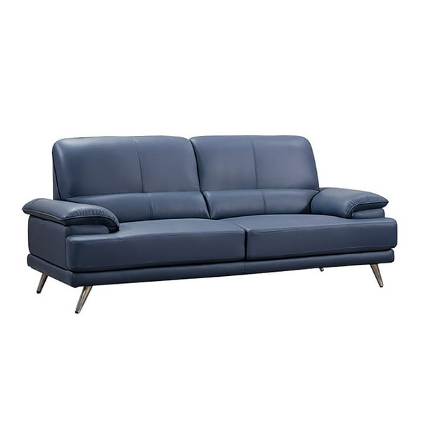 Grain Leather Sofa In Navy Blue, Navy Blue Leather Furniture