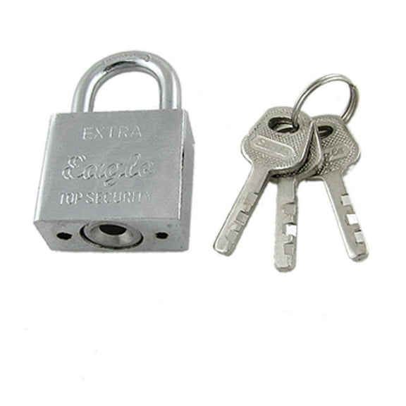 Home Door Gate Lock 30mm Silver Tone Security Padlock with key