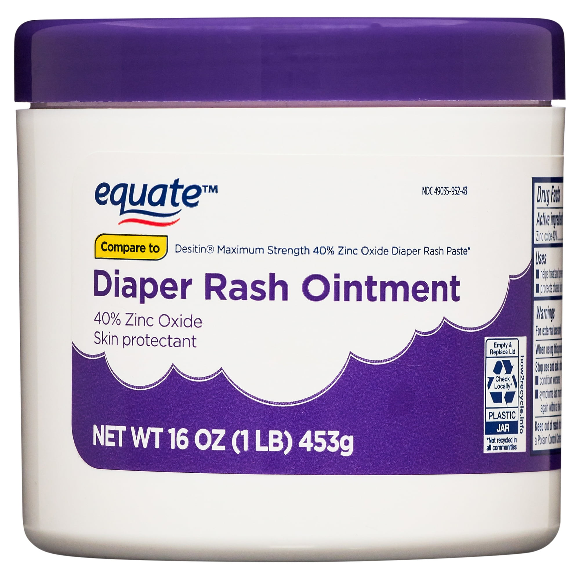 Equate Diaper Rash Ointment with 40% Zinc Oxide, 16 oz