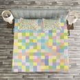 thumbnail image 3 of Ambesonne Pastel Quilted Bedspread Set 3 Pcs, Colorful Squares Mosaic, Queen Size, Multicolor, 3 of 3