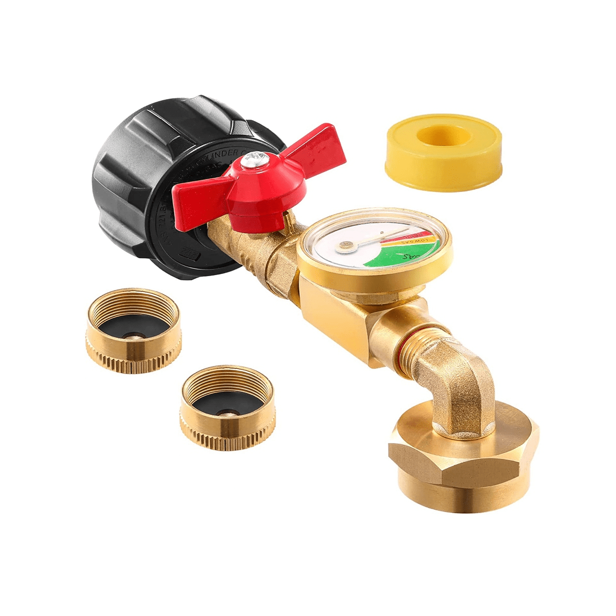 Geloo Qcc1 Propane Refill Elbow Adapter With Propane Tank Gauge 90 Degrees Refill Pressure Adapter With On Off Control Valve