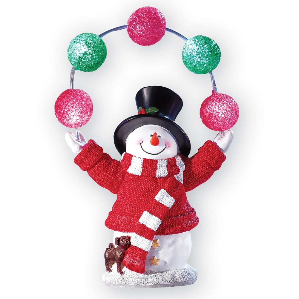 Christmas Solar Lighted Festive Juggling Snowman Decor Xmas Outdoor