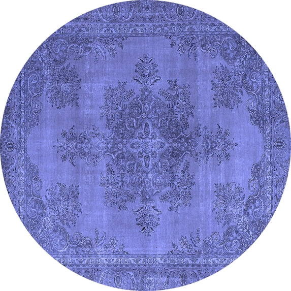 Ahgly Company Indoor Round Abstract Blue Modern Area Rugs, 8' Round
