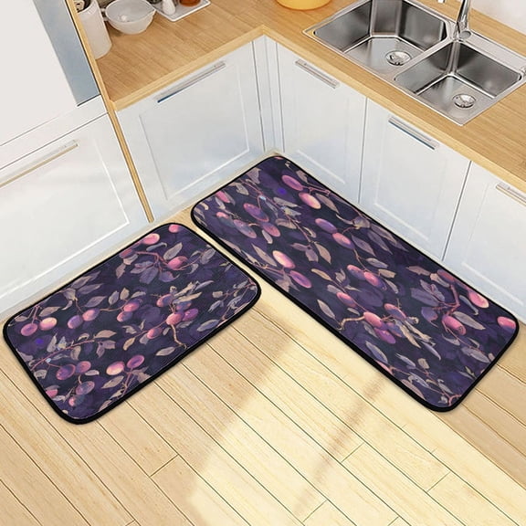 Kitchen Floor Mat 2 Sets Carpet Floor Mat Kitchen Mat Bathroom Mat Living Room Mat Bedroom Mat Absorbent Delicate Fabric No Ball Purple Plum