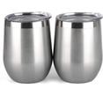 thumbnail image 2 of Vaso de vino térmico con tapa plateado (2 unidades), de acero inoxidable de doble pared, sin tallo, 355 ml, taza de café térmica duradera, para campeón., 2 of 5