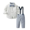 thumbnail image 2 of Zshosam Baby Boy Suit Baby Boy Clothes Suits Infant Gentleman Outfit Dress Shirt+Bowtie+Vest+Pants Wedding Baby Suit Size 3 6 Months,(Blue 3-6 Months), 2 of 9
