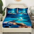 thumbnail image 3 of Erosebridal Ocean Beach Sheet Set Twin,Moon Night Bedding Sets Twin Size,Coastal Ocean Twin Sheet Sets,Super Cozy Galaxy Room Decor,3pcs, 3 of 7