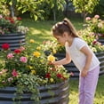 thumbnail image 4 of 3 Pack 2x2x1 ft Round Galvanized Raised Garden Bed Kit Round Metal Flower Box Large Planter Raised Beds Outdoor Garden for Planting,Fruit,Herb Grey, 4 of 6