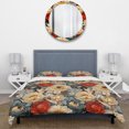 thumbnail image 3 of Designart "Floral Symphony Delicacy I" Red Floral Bedding Covert Set - Cottage Bed Set With 2 Shams, 3 of 5