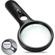 Nazano Magnifying Glass with Light 3X 45X, Illuminated Reading Magnifier Magnifying Glass with 3 LED, High Clarity & Lightweight Hand Magnifier for Seniors, Jeweller, Craft, Books