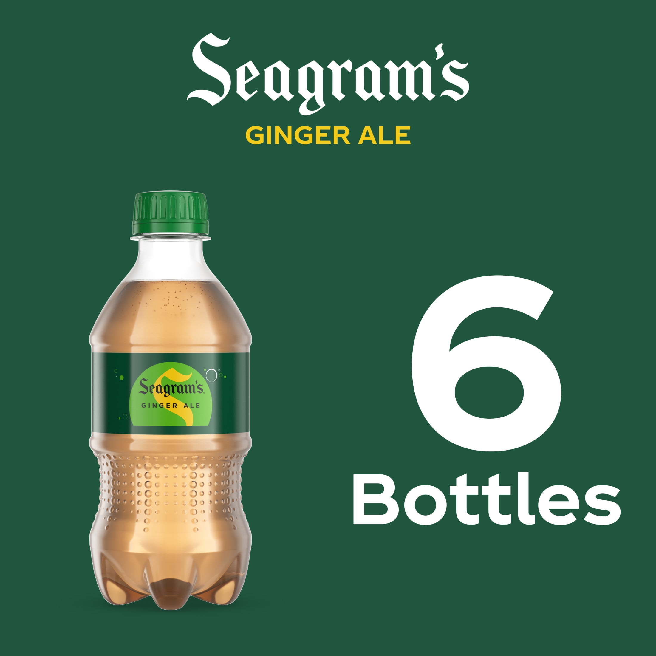 (4 pack) Seagram's Ginger Ale Soda Pop Bottles, 12 fl oz, 6 Pack