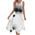 thumbnail image 2 of Ovzne Robes d'Été pour Femmes 2025 Robe pour Femme Robes Sans Manches Col Rond à Cordon Décontracté Volanté Robe Trapèze Mini Robe Vacances Liquidation, 2 of 7