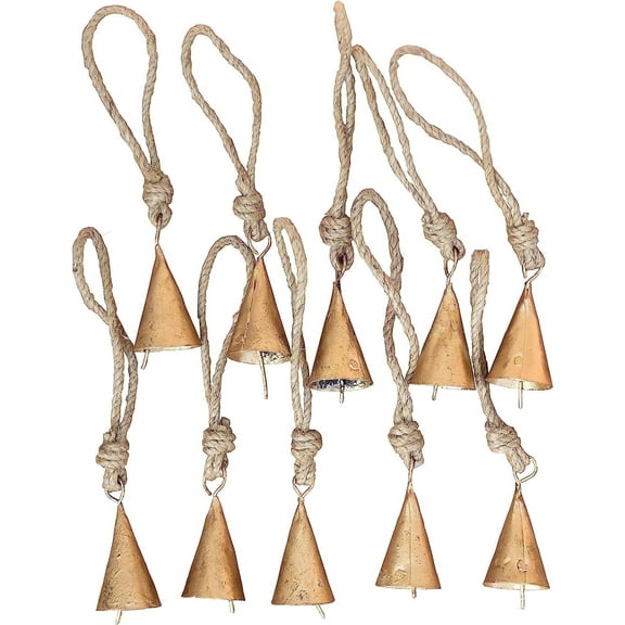 Vivanta 2-Inch Mini Gold Christmas Tree Bells - pack of 10 Handmade Ornaments for Crafts and Hanging
