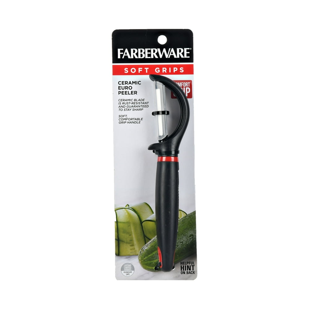 Farberware Soft Grips Ceramic Blade Peeler in Black with Red Accents ...