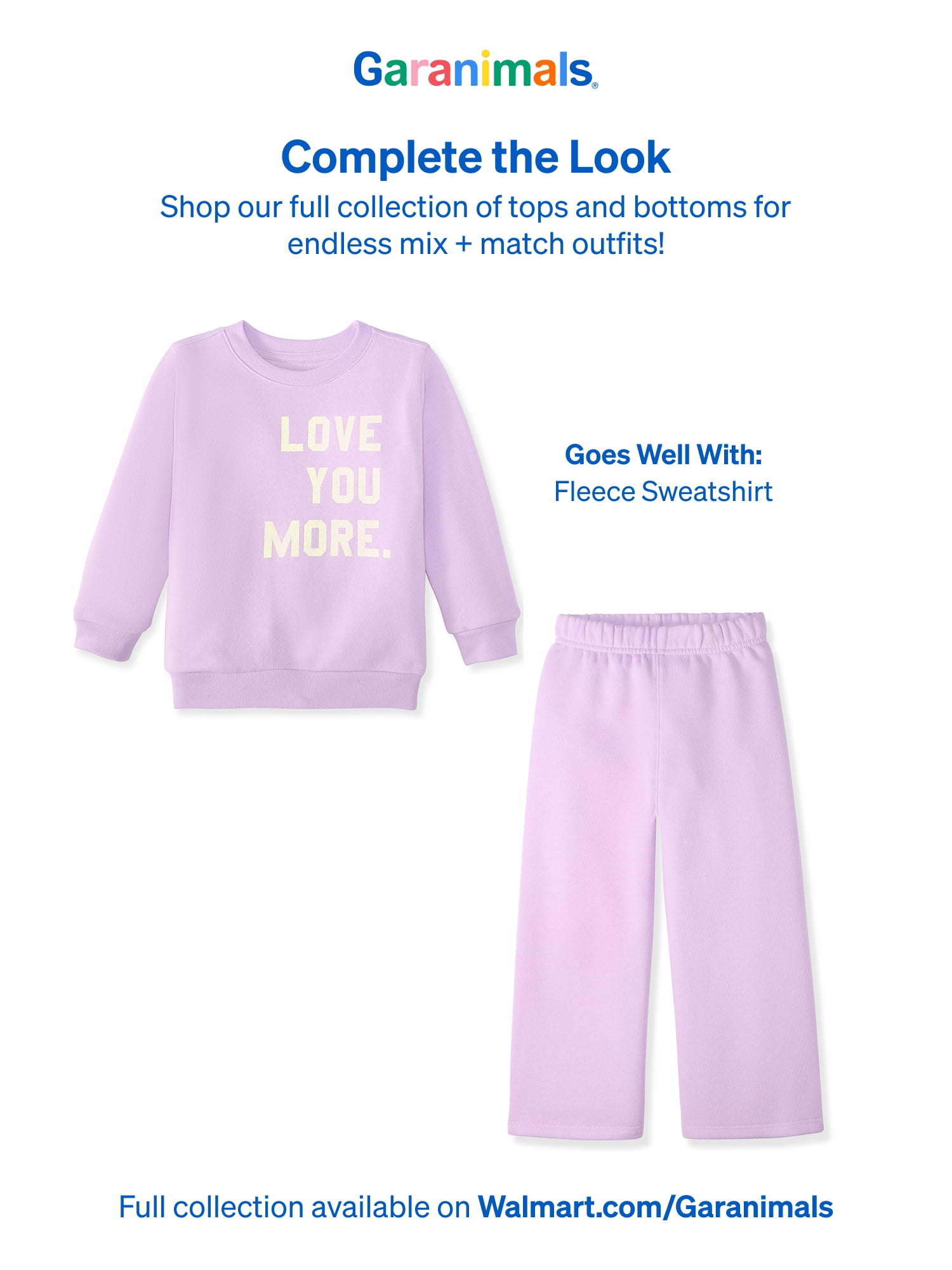 Garanimals Baby & Toddler Girls Fleece Sweatpants, Wide Leg, Sizes 0-6T