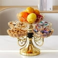 thumbnail image 3 of Fruit Plate Rotating Snack Serving Tray Snack Display Tray Divided Serving Dishes Flower Snack Dessert Plate For Living Room Yellow, 3 of 7